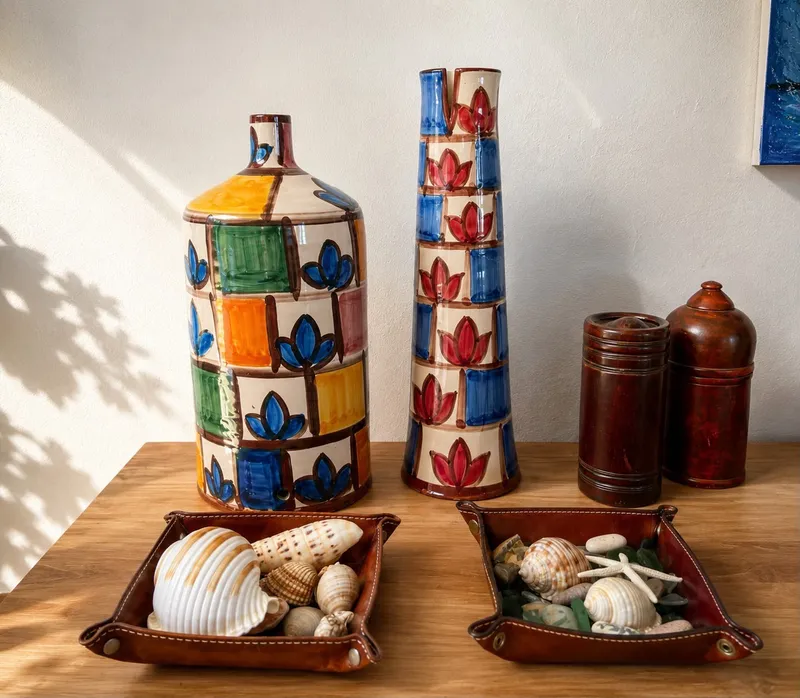 Un dettaglio delle ceramiche nel salone